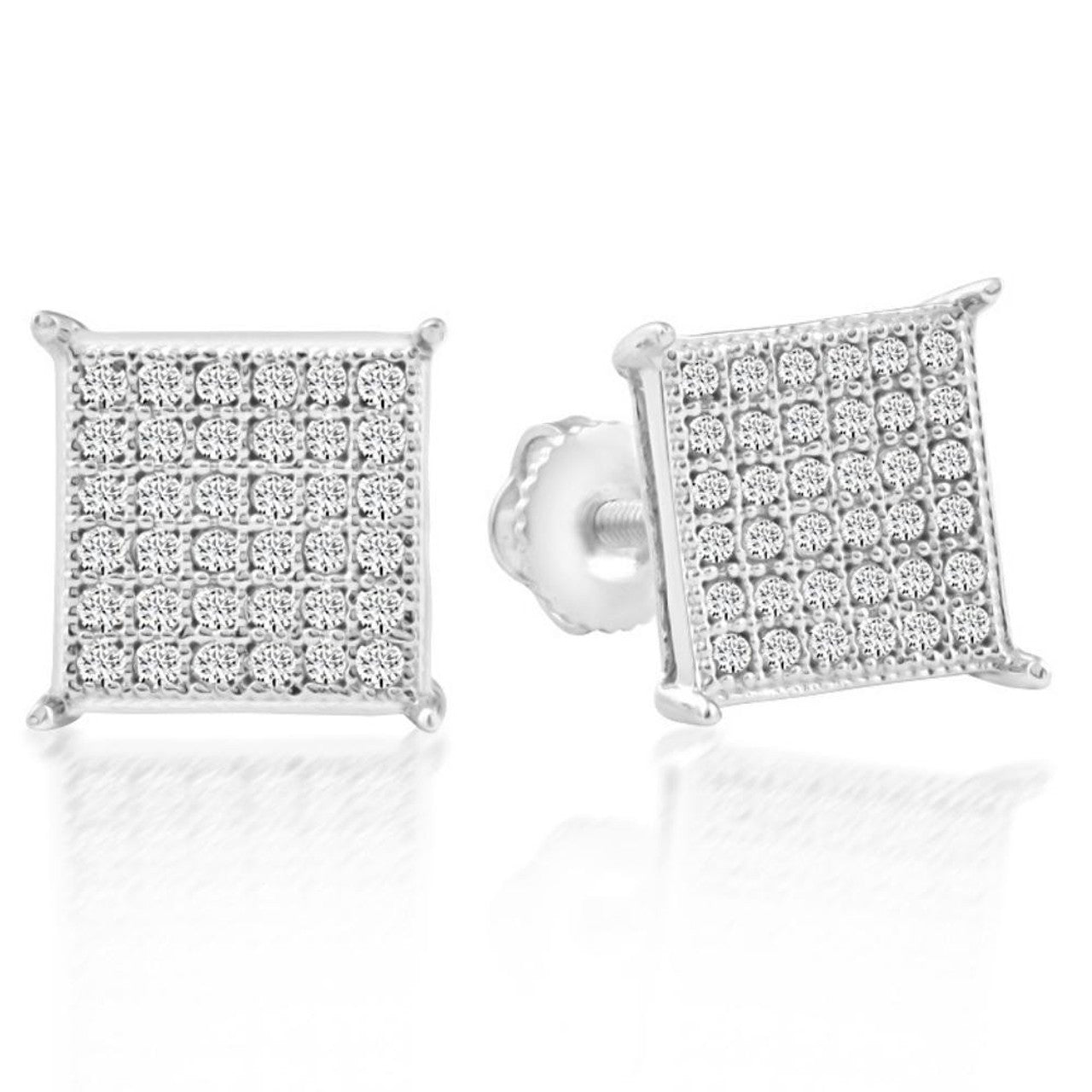 Ballin Natural Diamond Studs Screw Back - 14K White Gold
