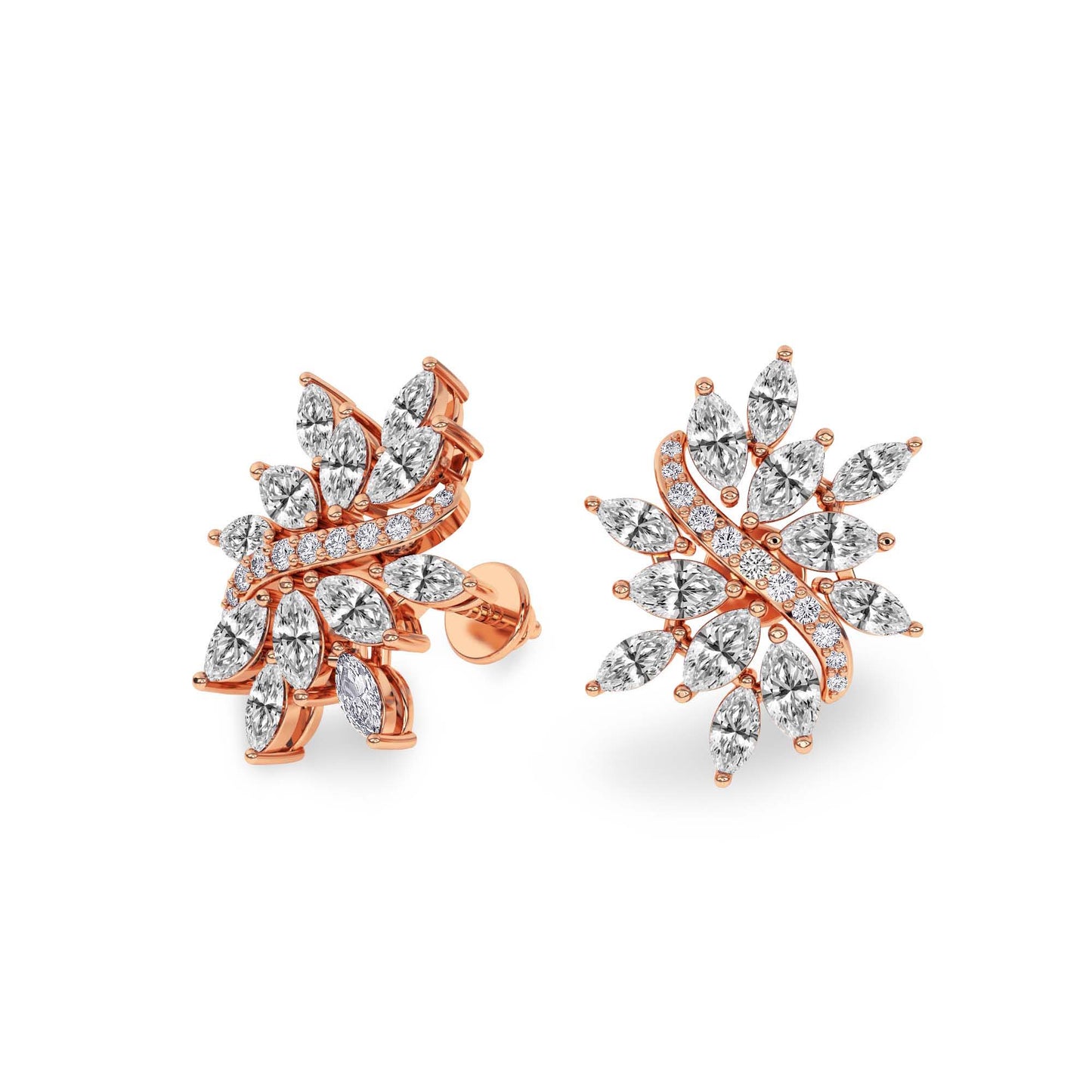 Wisteria Bloom 3CT Lab Diamond Stud Earrings - 14K Gold