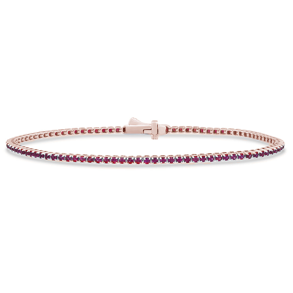 Natural Ruby Tennis Bracelet – 14K Rose Gold 7"