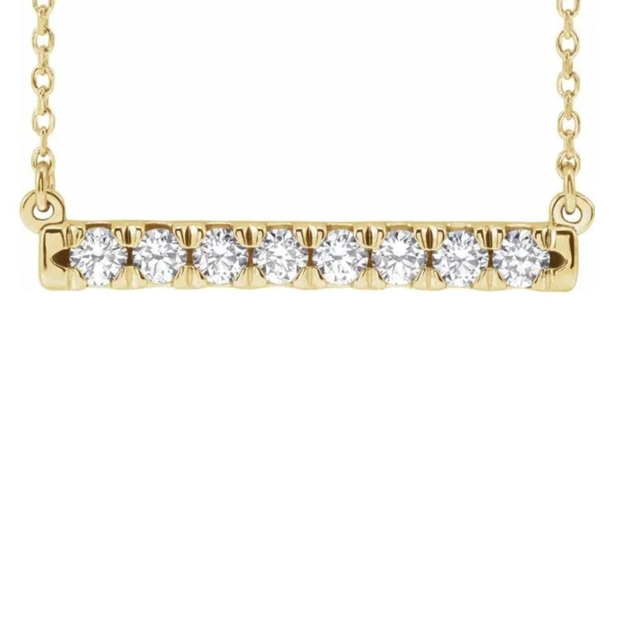 Bar Diamond Pendant Necklace 1/2CT - 14K Gold