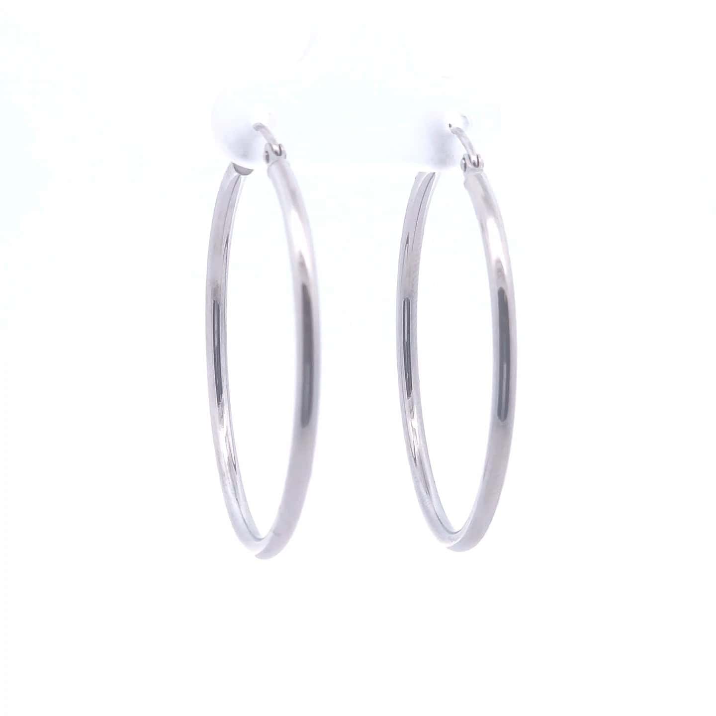 Classic Hoop Earrings - 14K White Gold