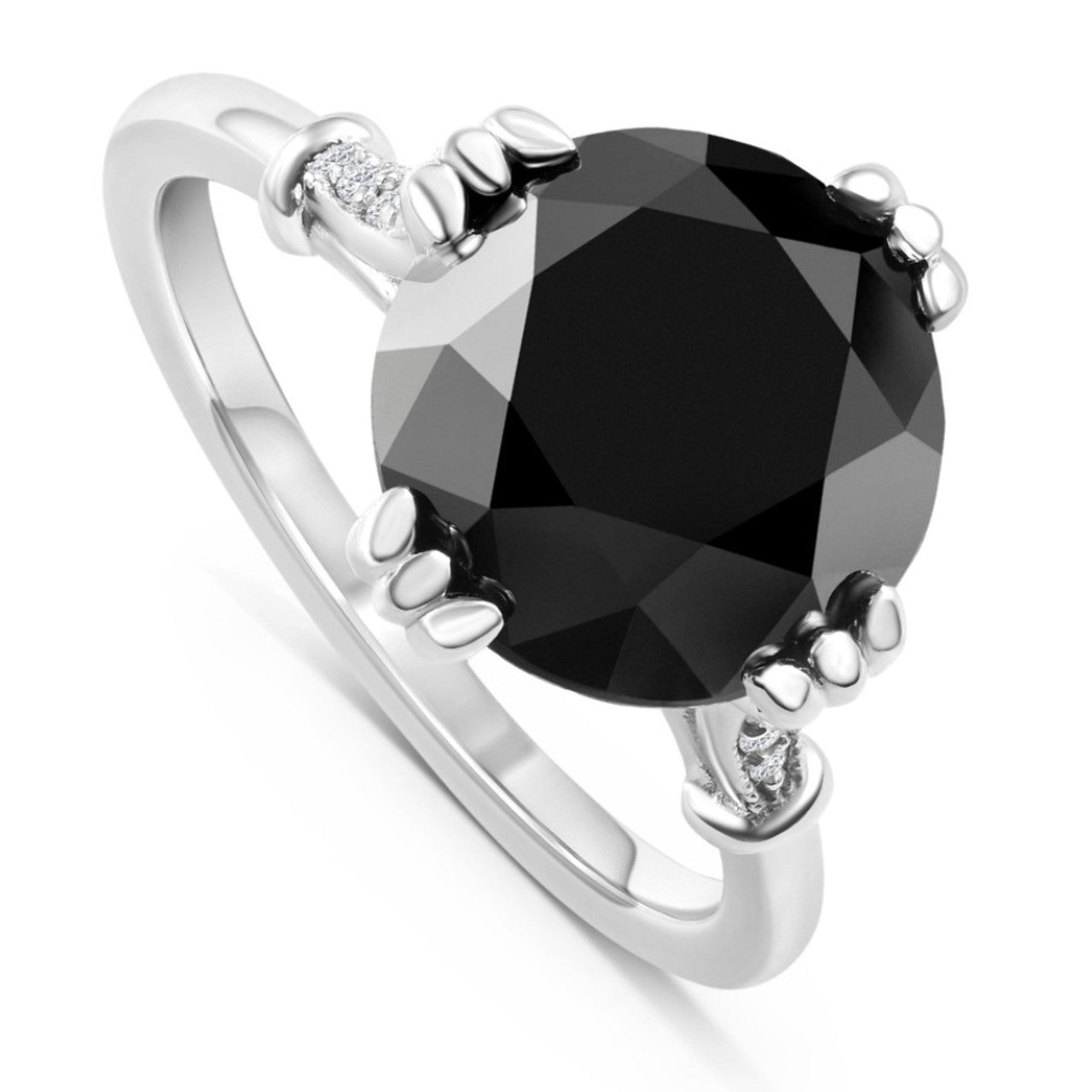 Eclipse Crown 6.5CT Black Diamond Engagement Ring - 14K White Gold
