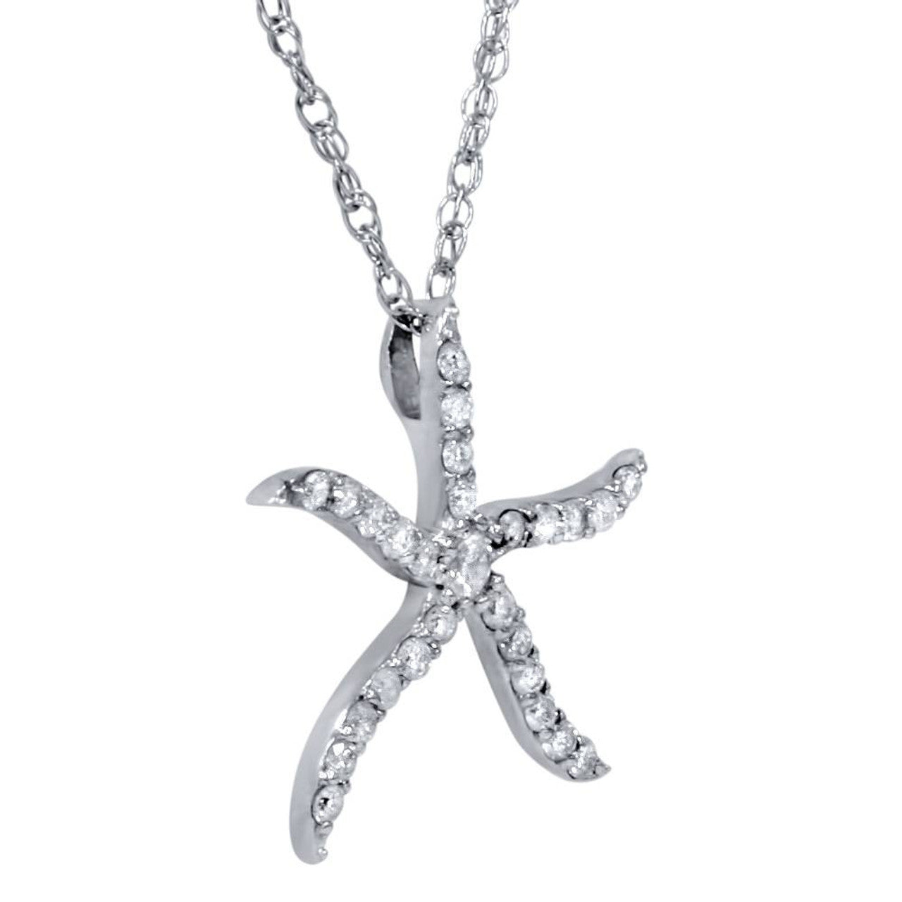 No This Is Patrick Diamond Starfish Pendant Necklace 1/4CT - 10K White Gold