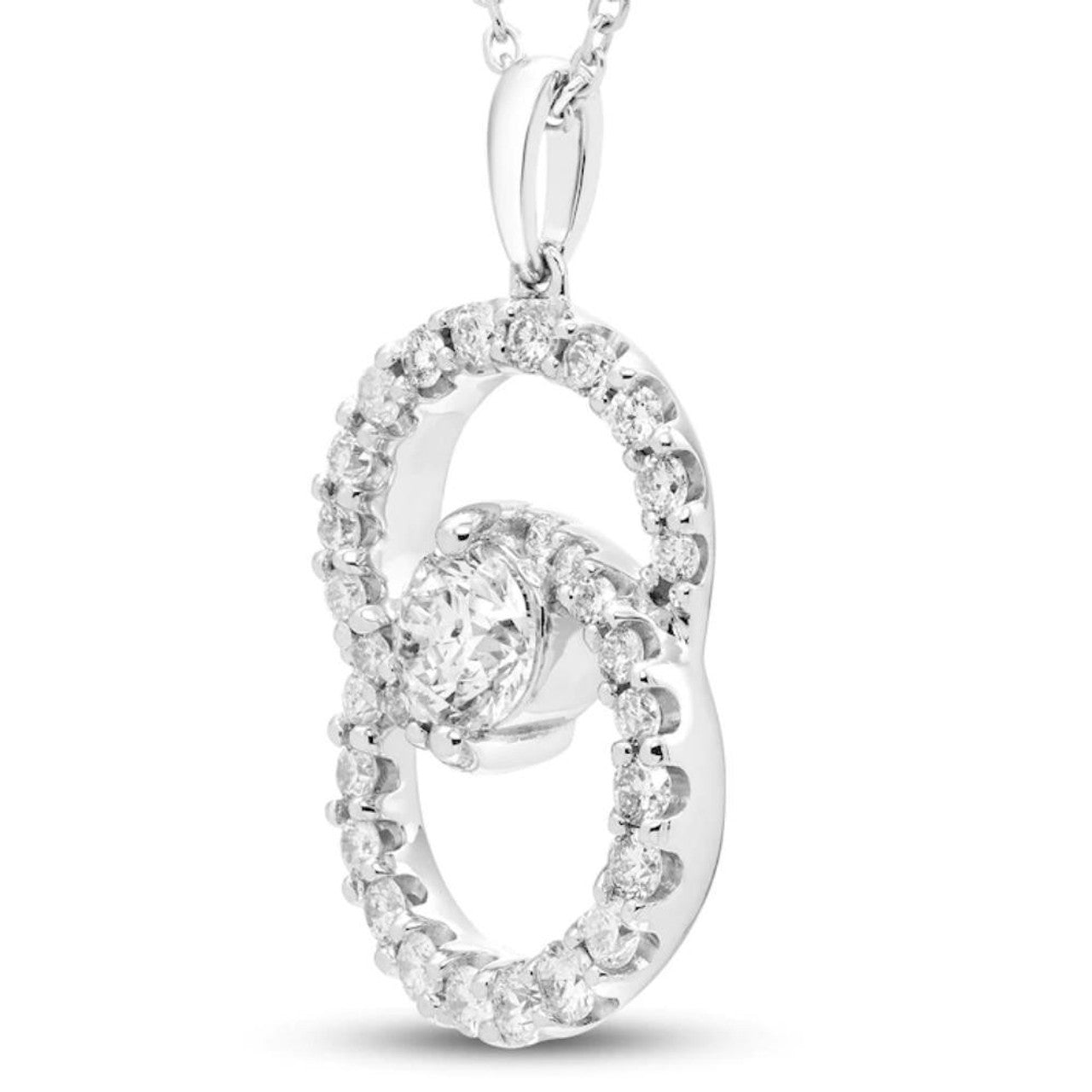 Eternity & Love Center Natural Diamond Necklace 1CT - 10K White Gold