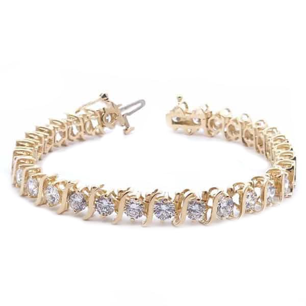 Diamond Tennis Bracelet S Link 7" - 10K Yellow Gold