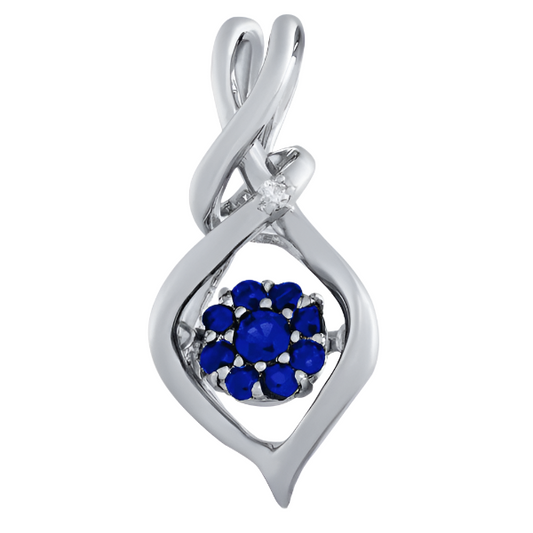 Diamond & Sapphire in Motion Pendant – S925 Sterling Silver