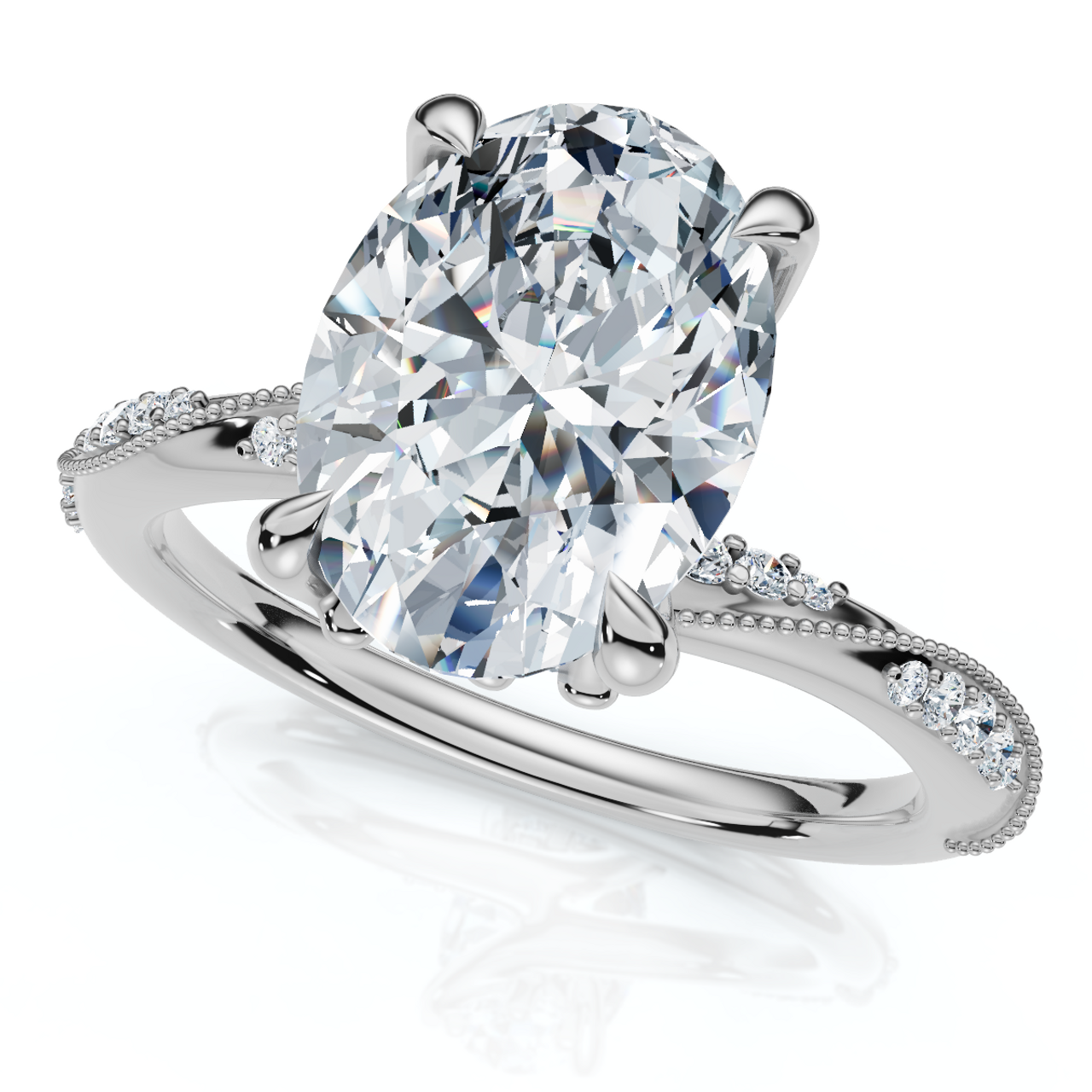 Grace Redefined Oval Diamond Ring - 14K White Gold