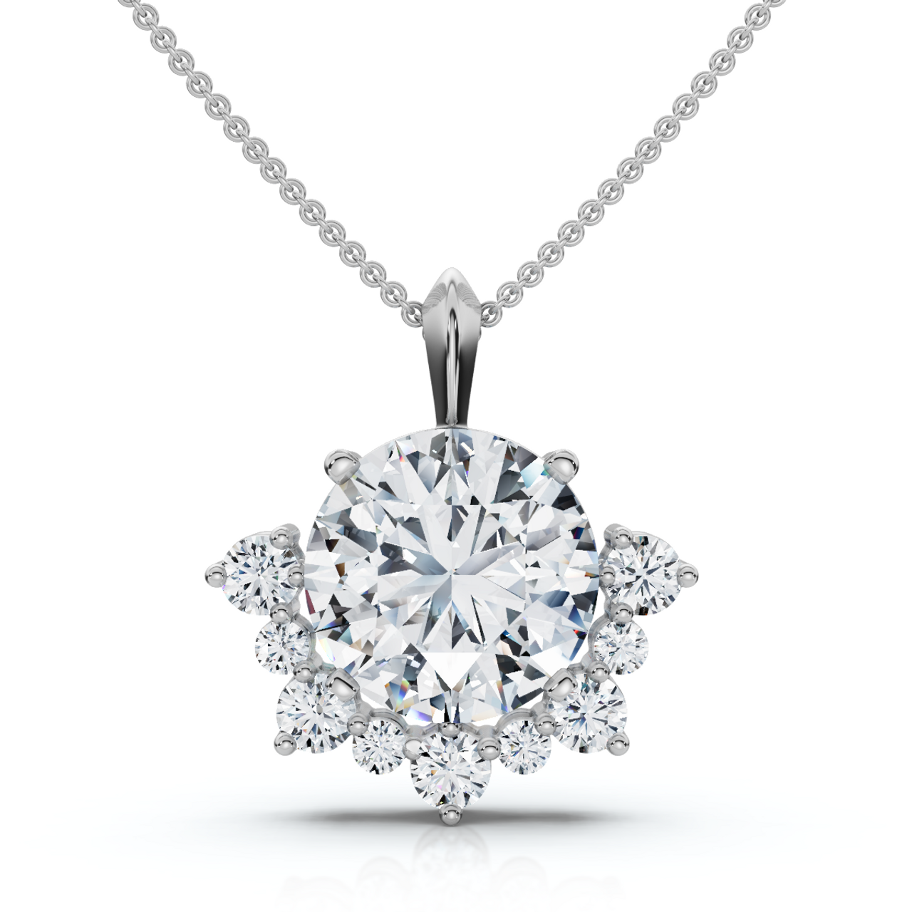Starfire Diamond Pendant Necklace 18" - 14K White Gold