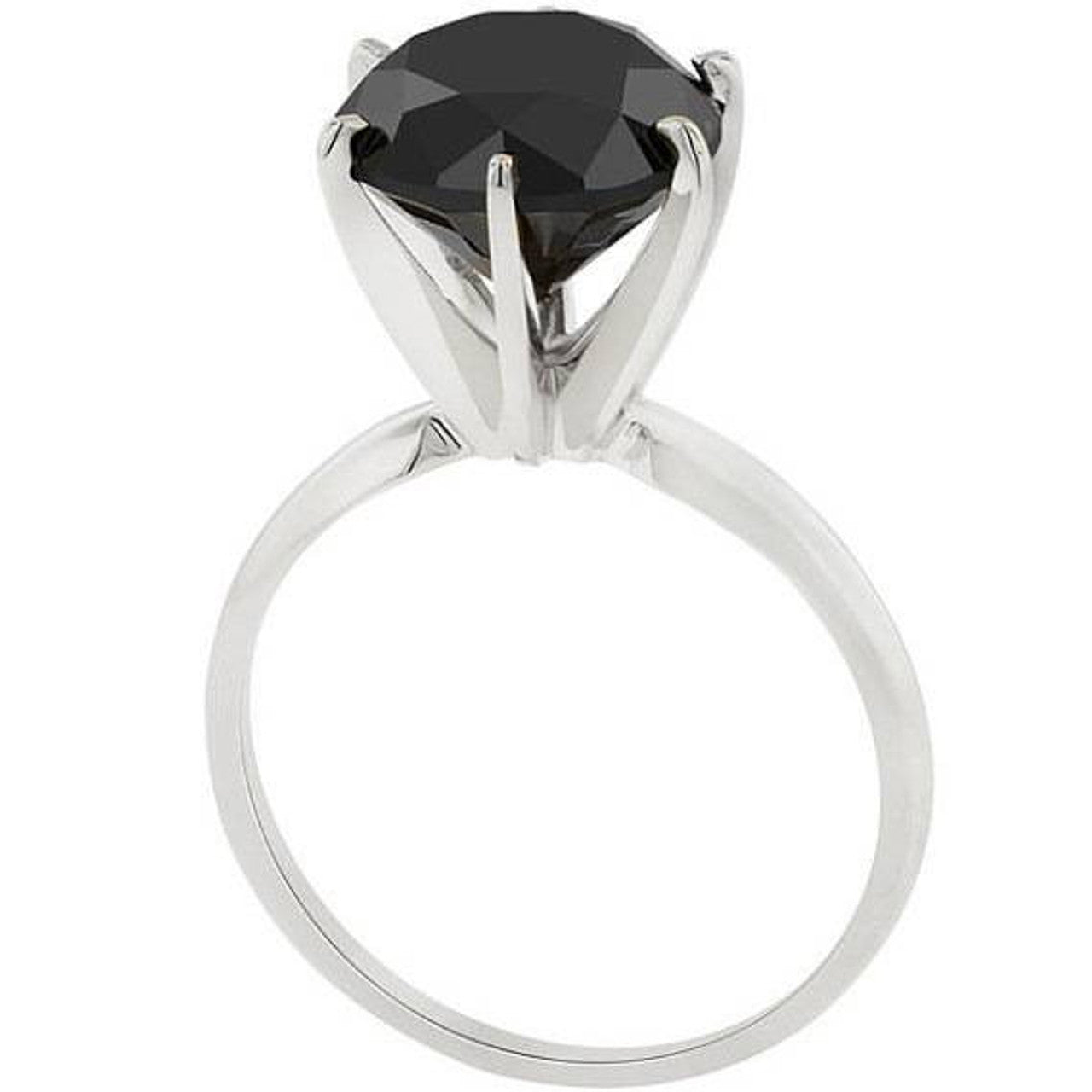 Midnight Promise 3CT Black Diamond Solitaire Ring - 14K White Gold