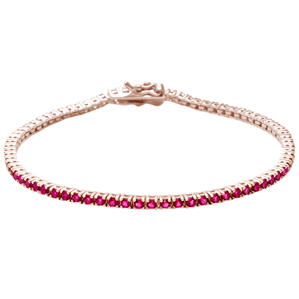Natural Ruby Tennis Bracelet – 14K Rose Gold 7"
