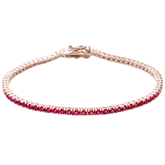 Natural Ruby Tennis Bracelet – 14K Rose Gold 7"