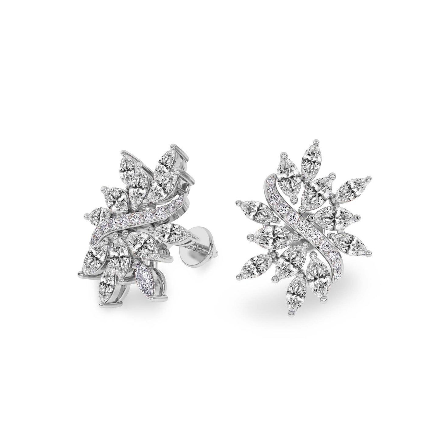 Wisteria Bloom 3CT Lab Diamond Stud Earrings - 14K Gold