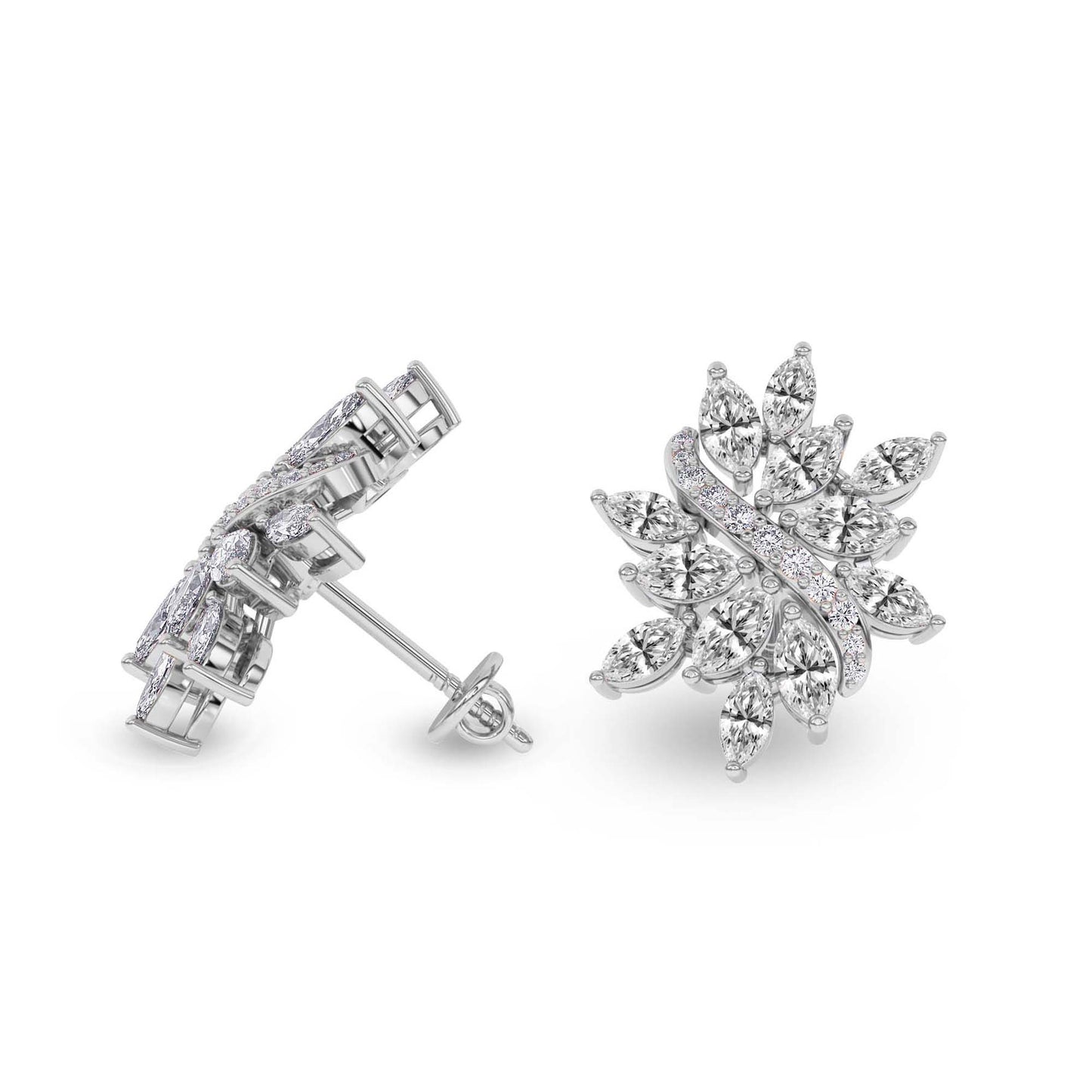 Wisteria Bloom 3CT Lab Diamond Stud Earrings - 14K Gold