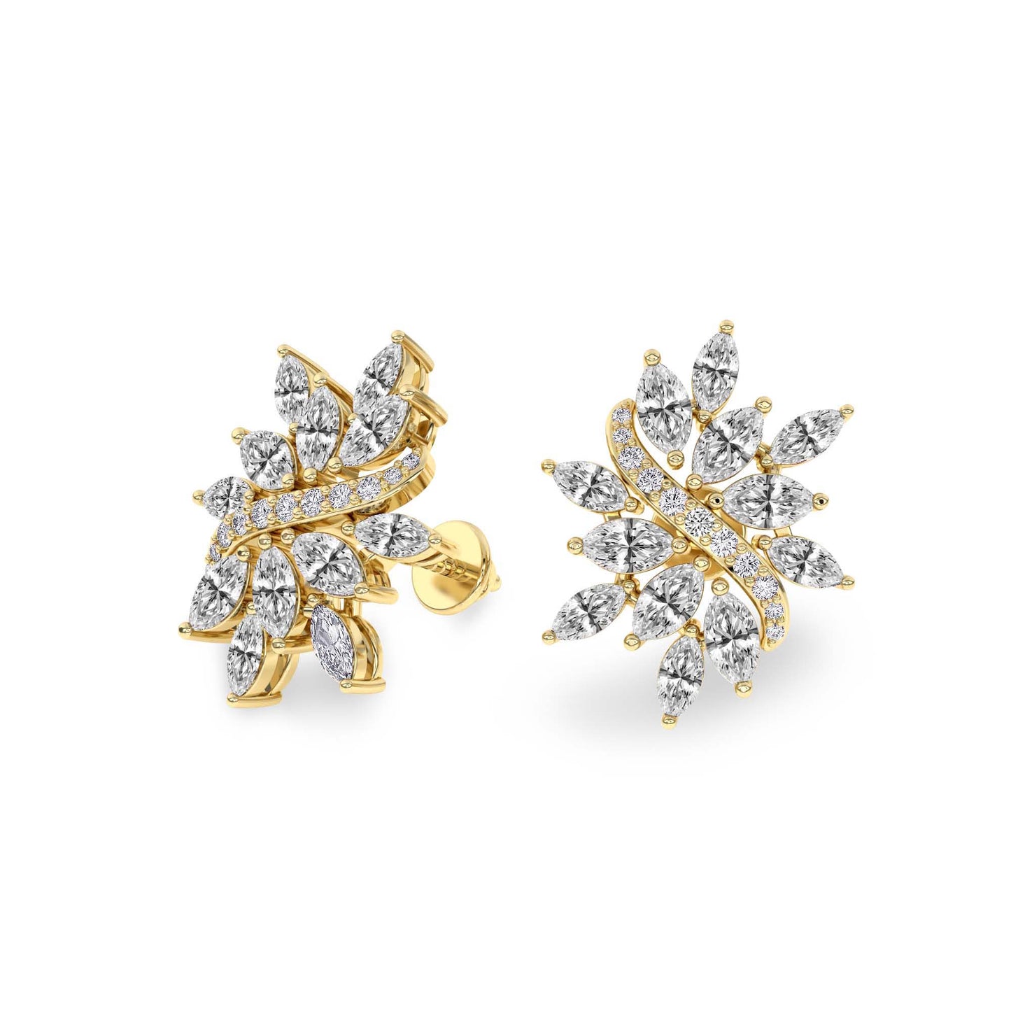 Wisteria Bloom 3CT Lab Diamond Stud Earrings - 14K Gold