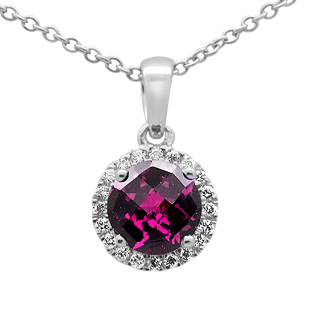 Rhodolite & Diamond Pendant Necklace – 14K White Gold 18"