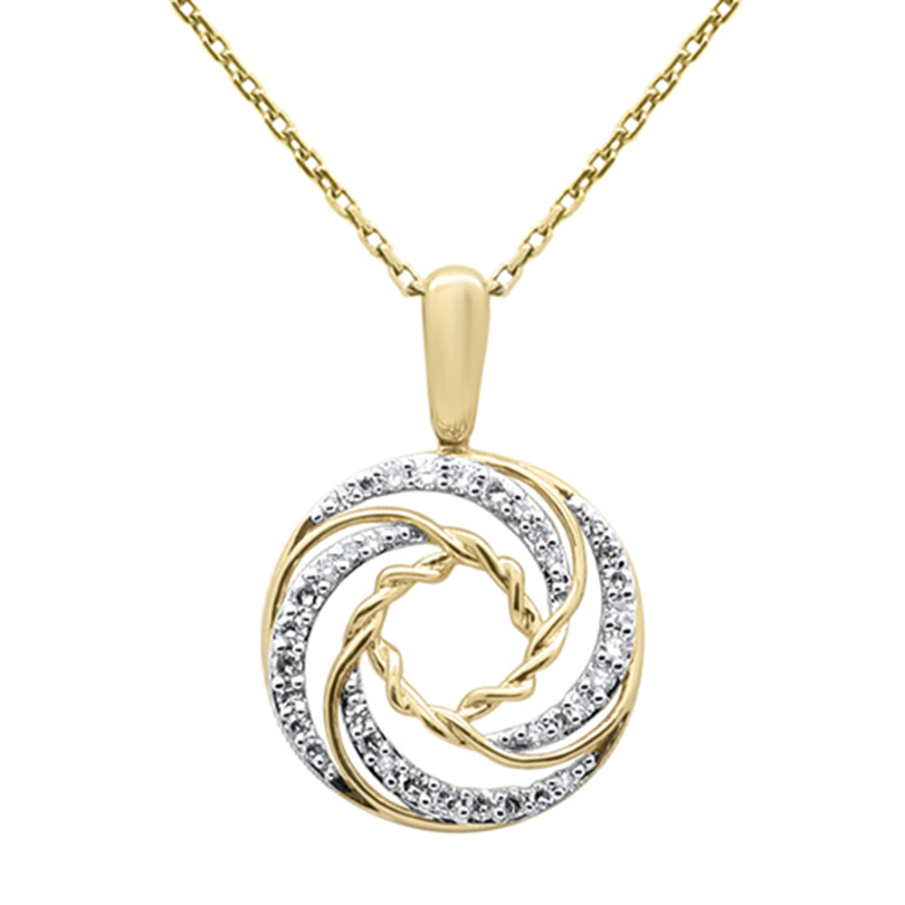 Golden Swirl Diamond Pendant Necklace - 14K Yellow Gold