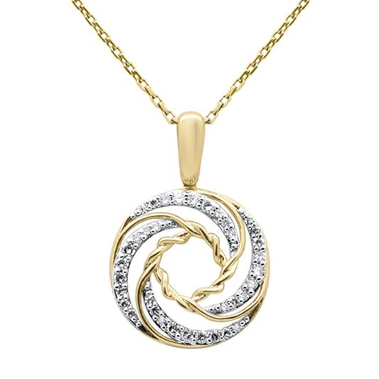 Golden Swirl Diamond Pendant Necklace - 14K Yellow Gold