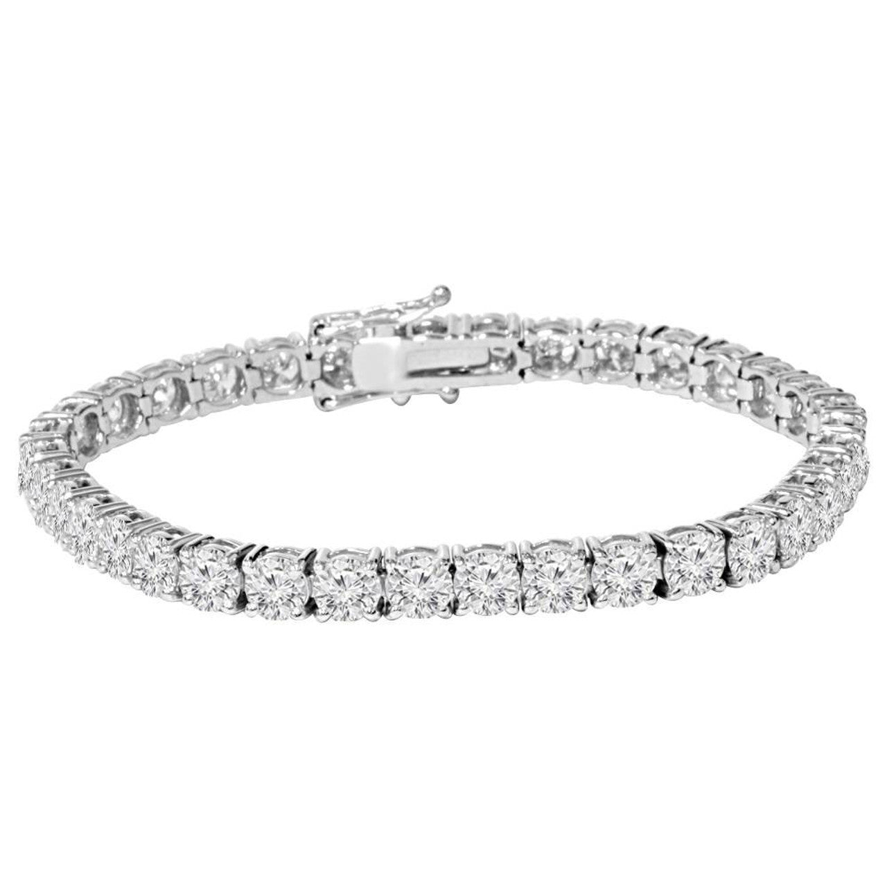 Natural Diamond Tennis Bracelet 7" - 14K White Gold