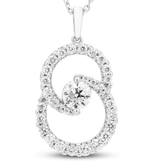Eternity & Love Center Natural Diamond Necklace 1CT - 10K White Gold
