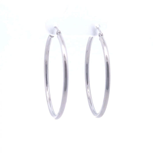 Classic Hoop Earrings - 14K White Gold