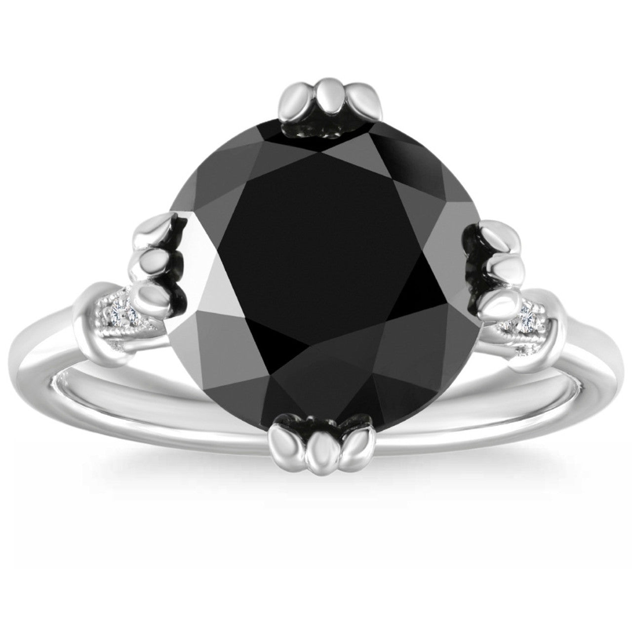Eclipse Crown 6.5CT Black Diamond Engagement Ring - 14K White Gold