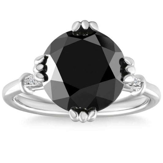 Eclipse Crown 6.5CT Black Diamond Engagement Ring - 14K White Gold