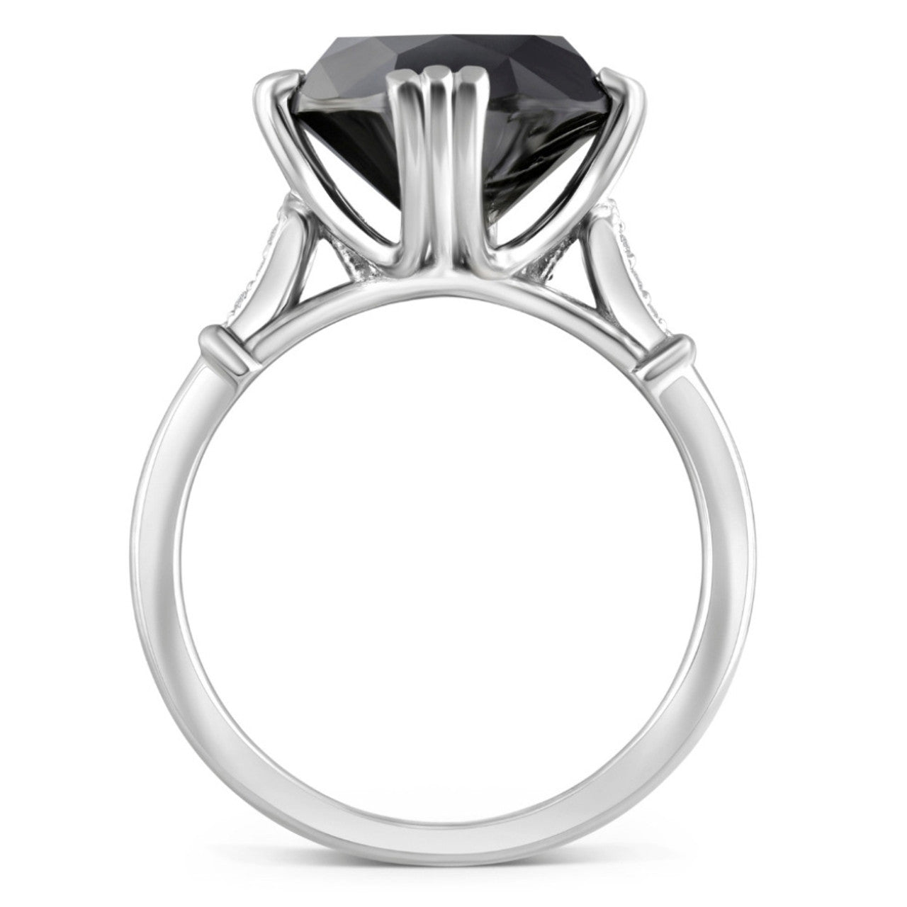 Eclipse Crown 6.5CT Black Diamond Engagement Ring - 14K White Gold