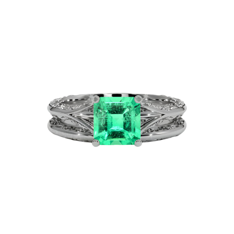 Origins Emerald Ring - 18K White Gold