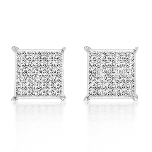 Ballin Natural Diamond Studs Screw Back - 14K White Gold