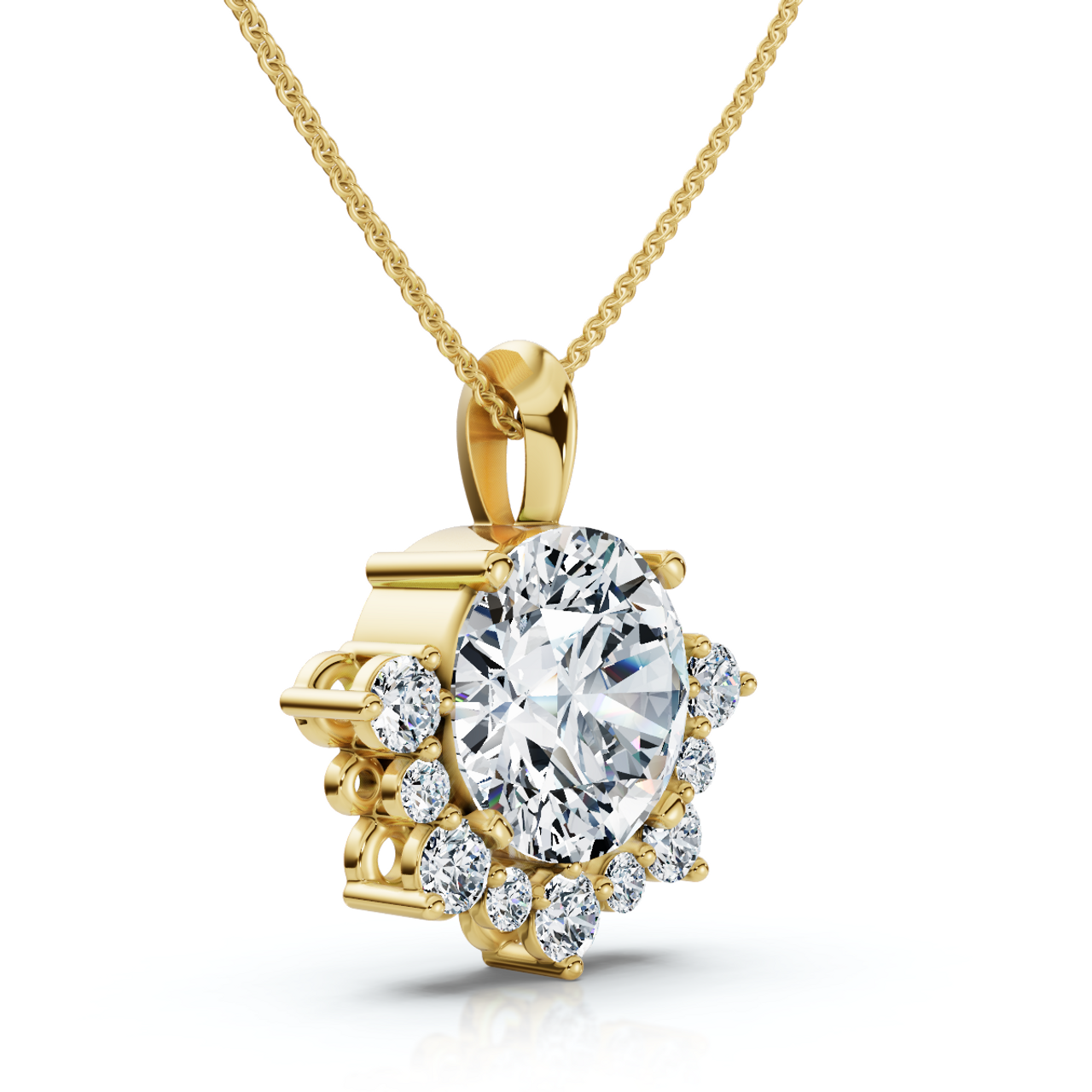 Starfire Diamond Pendant Necklace 18" - 14K White Gold