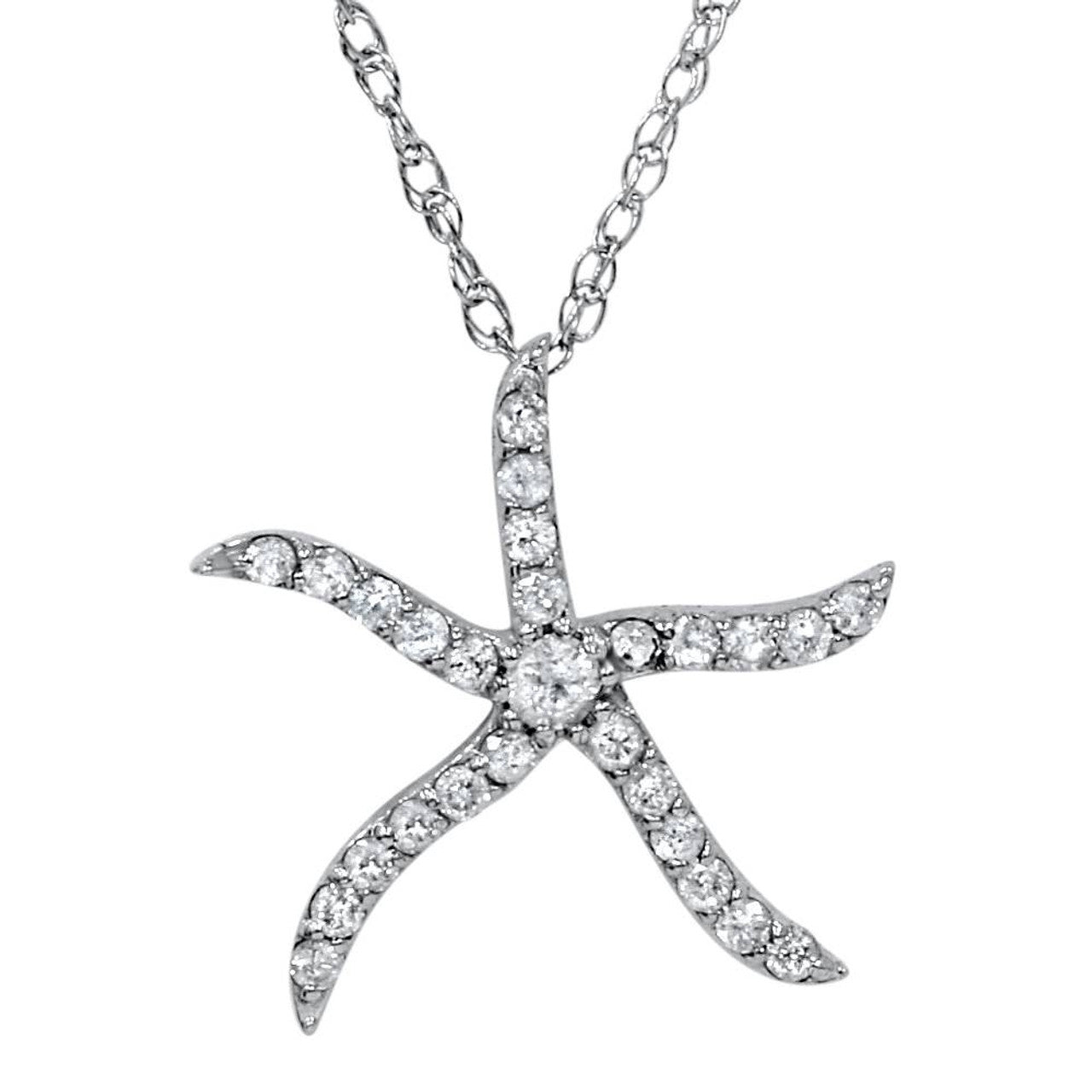 No This Is Patrick Diamond Starfish Pendant Necklace 1/4CT - 10K White Gold