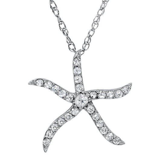 No This Is Patrick Diamond Starfish Pendant Necklace 1/4CT - 10K White Gold