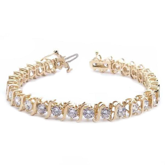 Diamond Tennis Bracelet S Link 7" - 10K Yellow Gold