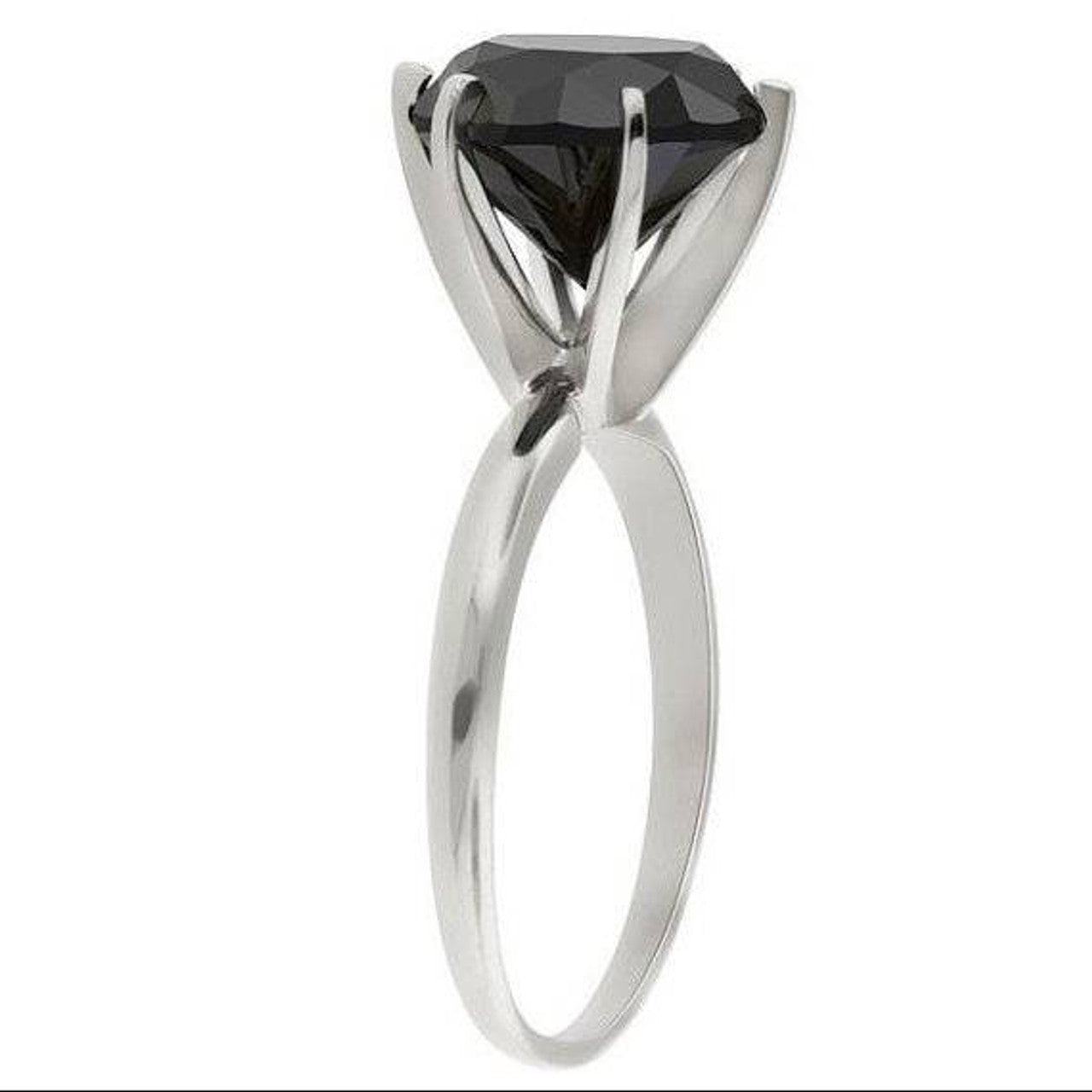 Midnight Promise 3CT Black Diamond Solitaire Ring - 14K White Gold