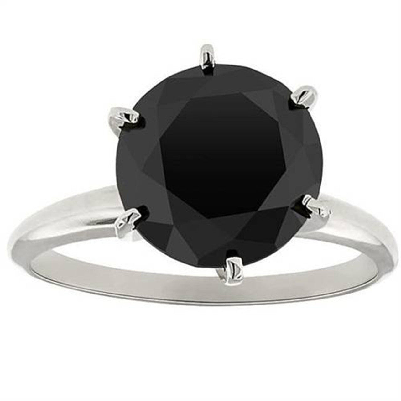 Midnight Promise 3CT Black Diamond Solitaire Ring - 14K White Gold